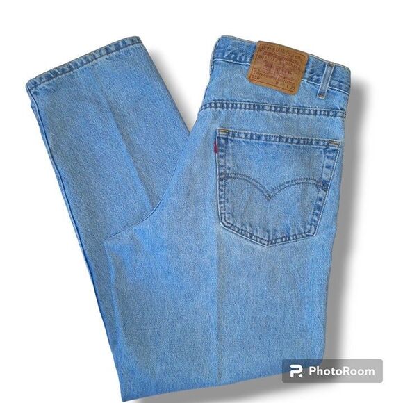 Vintage Levis Size 38x30 550 Relaxed Straight Leg Jeans-Red Tab-1990s-Lt Wash - Picture 1 of 12